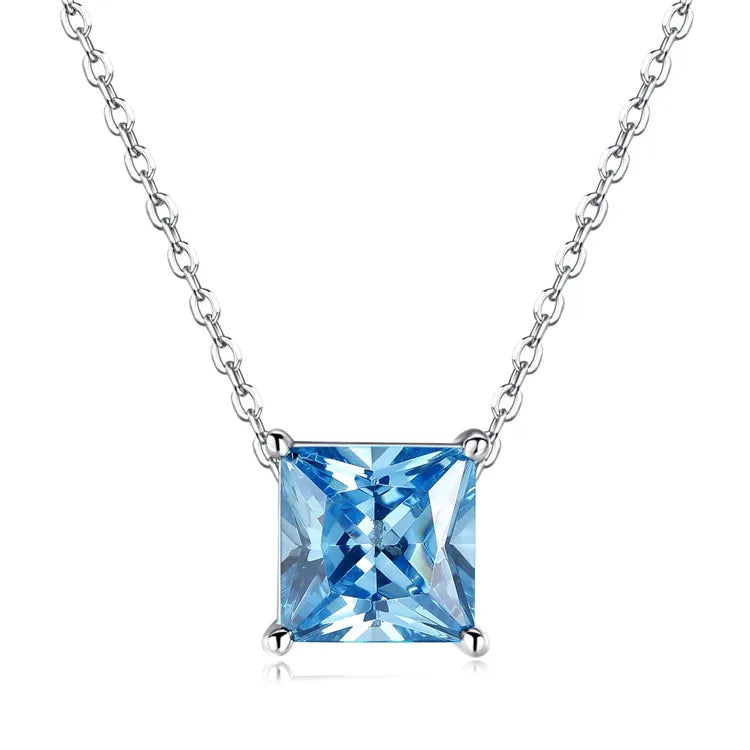S&S 925 Silver CZ Birthstone Charm Pendant Necklace | Claw-Set Zirconia | 12 Styles