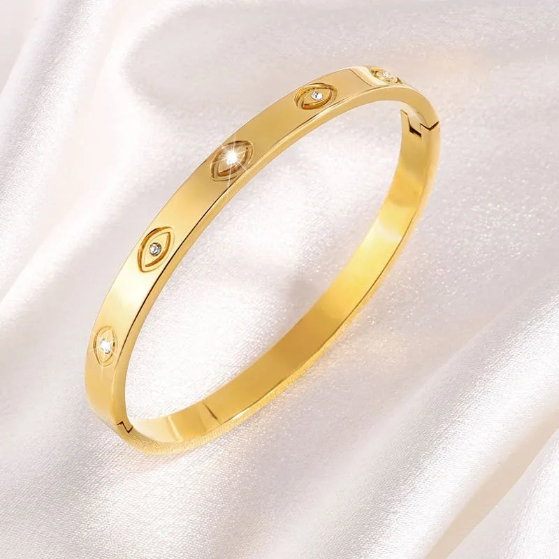 REBEL Stainless Inoxydable Stainless Steel 18K Gold Plated Roman Women Fashion Jewelry Bracelets Bangles