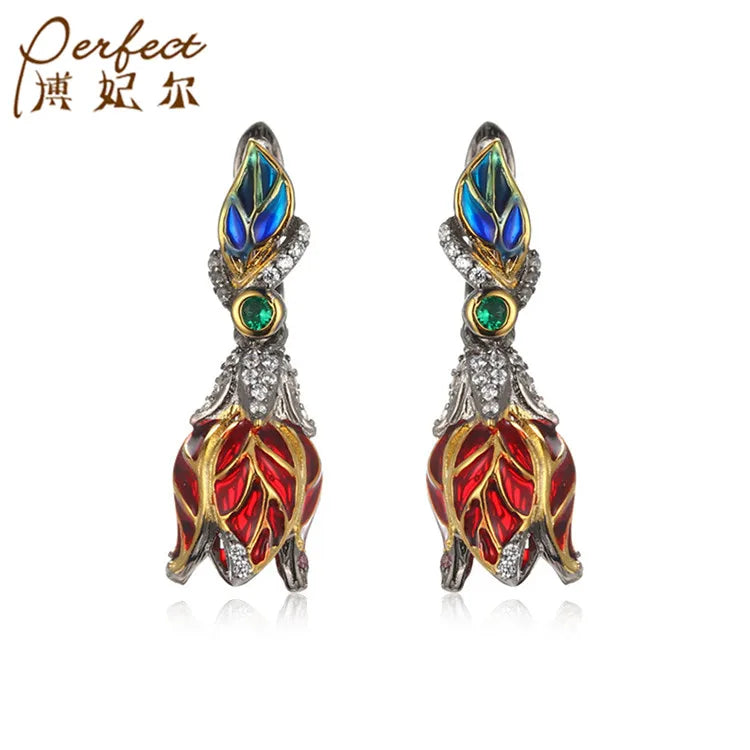 Top Level Best Sell Unisex 925 Silver Classic Pendant Green Spinel Earring 18K Gold Plated