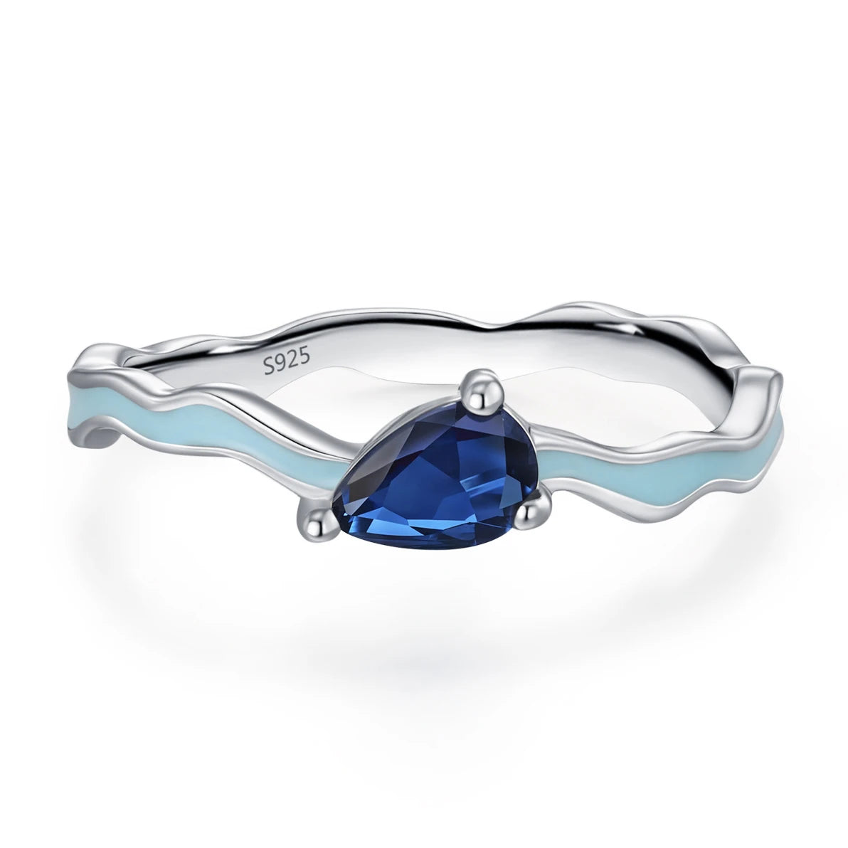 Factory Direct Women 925 Sterling Silver Sapphire Iced Out Blue 5A 8A Zirconia Ring Engagement Wedding Ring Jewelry Manufacturer