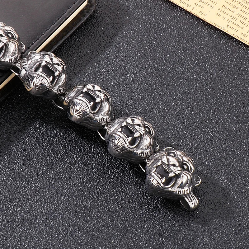 KALEN Hip Hop Stainless Steel Id Tiger Men Titanium Zodiac Beaded Bracelet