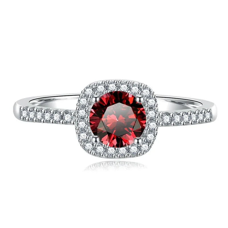 Colorful 0.5-2CT Round Brilliant Cut Loose Moissanite Set in 925 Sterling Silver Ring for Women Fashion Fine Jewelry Gift