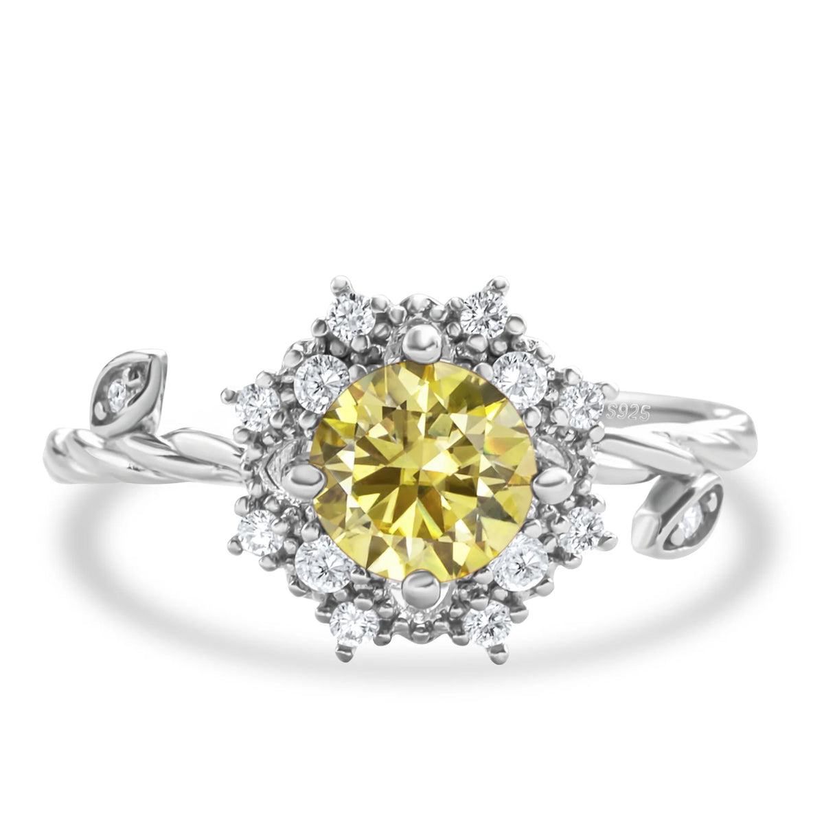 ArtistA Popular Fashion Jewelry 925 Sterling Silver Brilliant Round Cut 1CT VVS GRA Colored Moissanite Flower Rings for Women