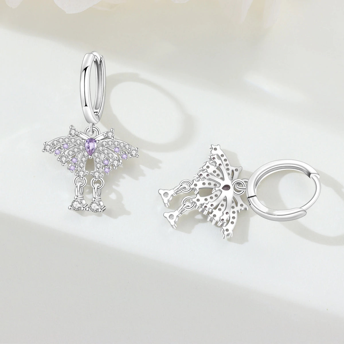 S&S Butterfly Zircon Drop & Stud Earrings | Silver Plated | S&S