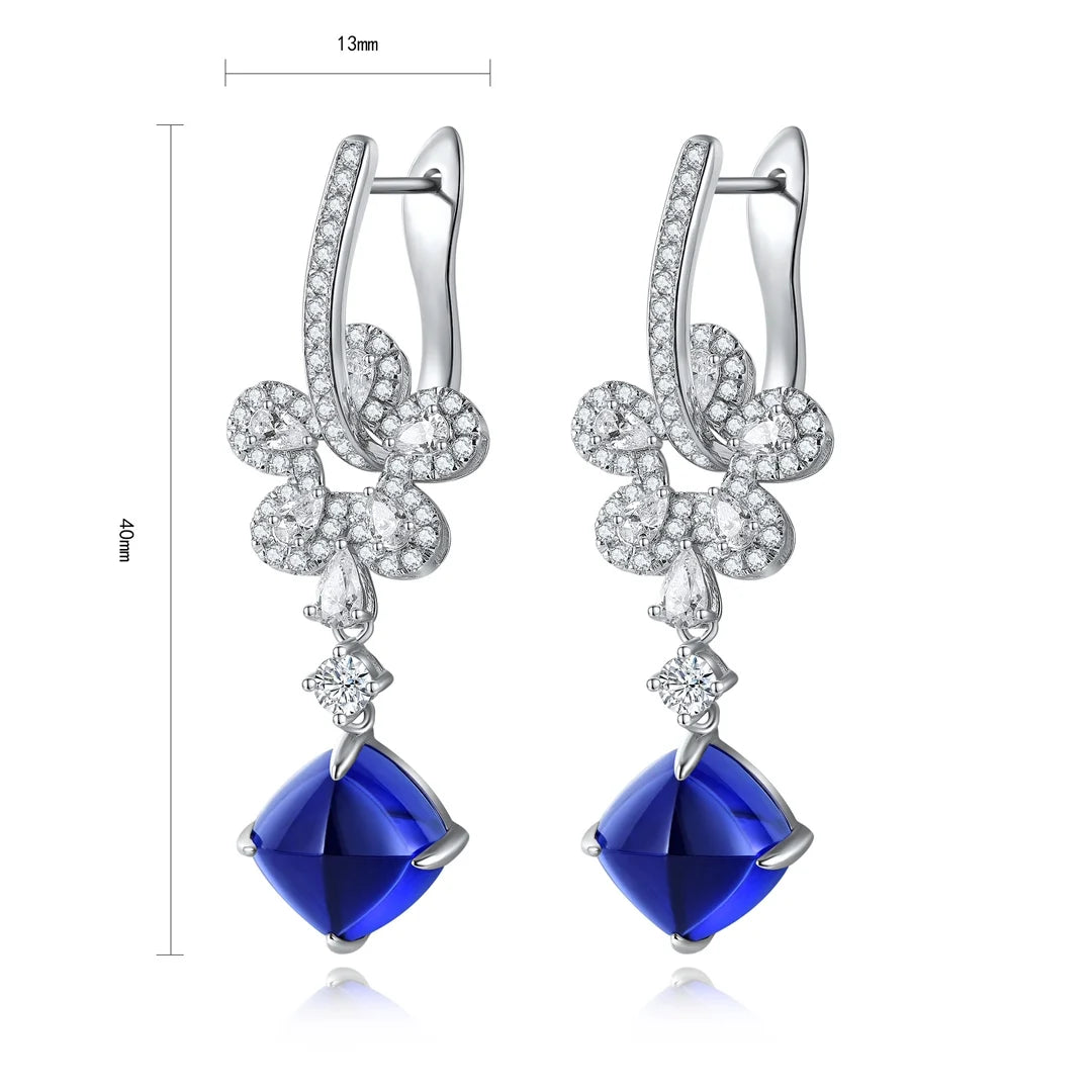 Gemfiori Anster High Quality S925 Lab Grown Sapphire Earring Stud Dainty Gemstone Stud Earrings for Women Daily Wear Gift