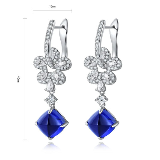 Gemfiori Anster High Quality S925 Lab Grown Sapphire Earring Stud Dainty Gemstone Stud Earrings for Women Daily Wear Gift