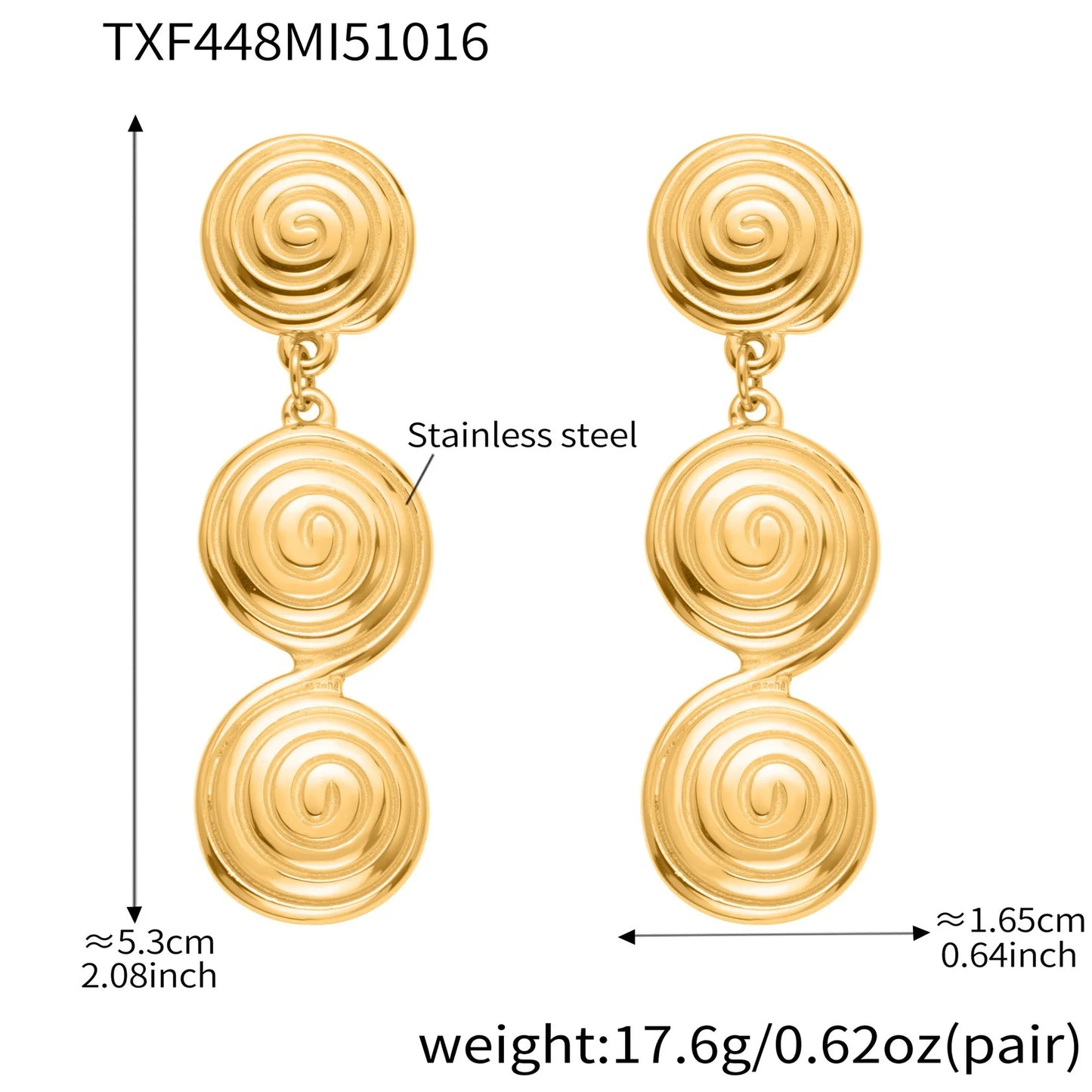 Natural Stone Geometric Clavicle Chain & Threaded Hoop Earrings | Minimalist Gold Stainless Steel Jewellery