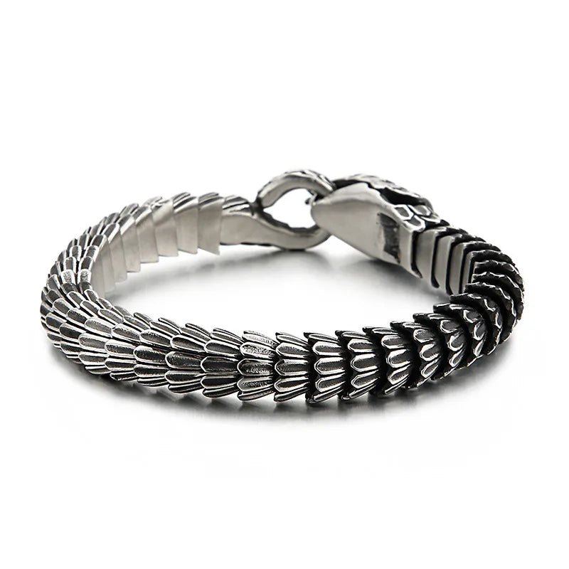 REBEL New Gothic Geometric Chain Link Men's Stainless Steel Bracelet Snake Lion's Head Skull Tarnish Free Waterproof Hip Hop Micro