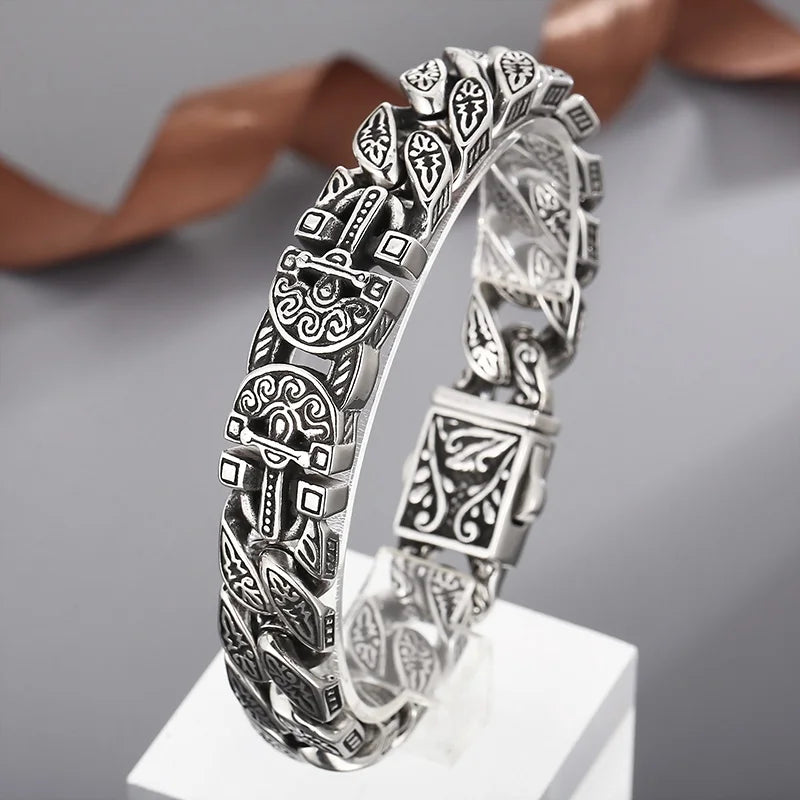 KALEN Gothic Ankh Cuban Links Bracelet – Silver