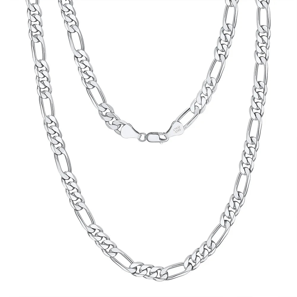 BiG-BOSS Mother-Child Figaro Chain S925 Sterling Silver Electroplated Unisex Necklace Pendant Hot-Selling Factory Direct