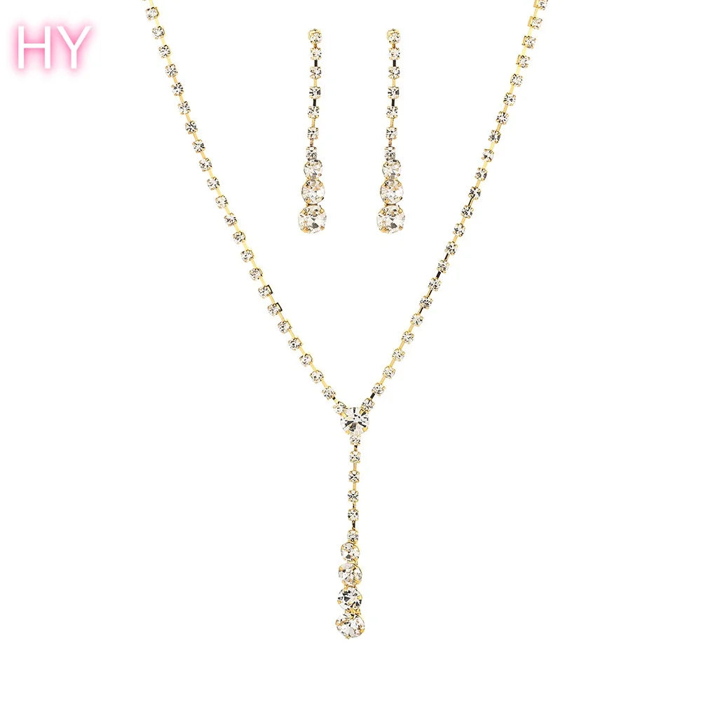 HY  Factory Wholesale Custom Fashionable Wedding Accessories Earrings Necklace Bracelet Set with Multiple Options