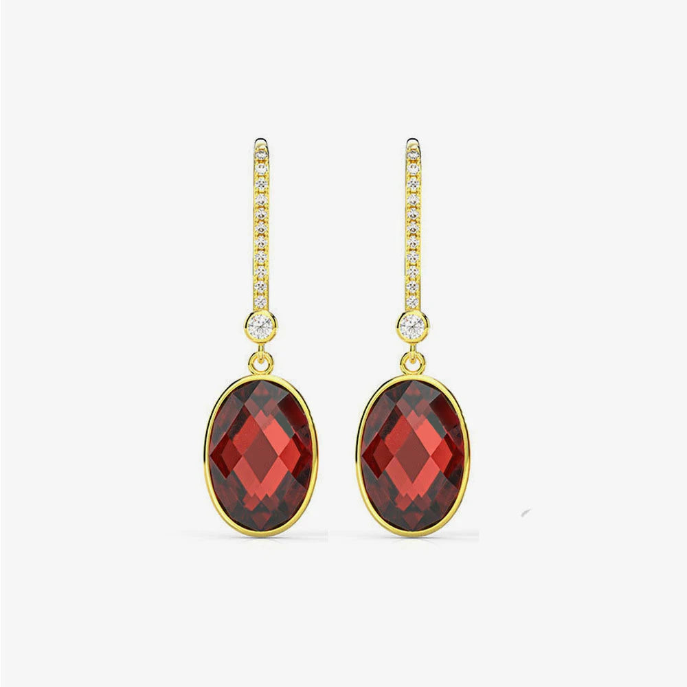 MUSHAN Jewelry Factory European and American 925 Silver 3 Carat Fashionable and Elegant Earrings 8*12 Lab Grown Red Gemstone