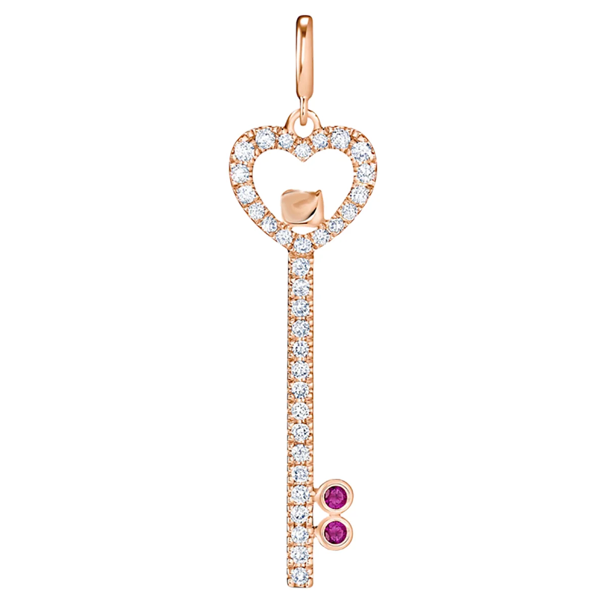 S&S Dainty Love Heart Pendant Necklace, Cubic Zirconia Key Interlocking Necklace Romantic Gift for Her