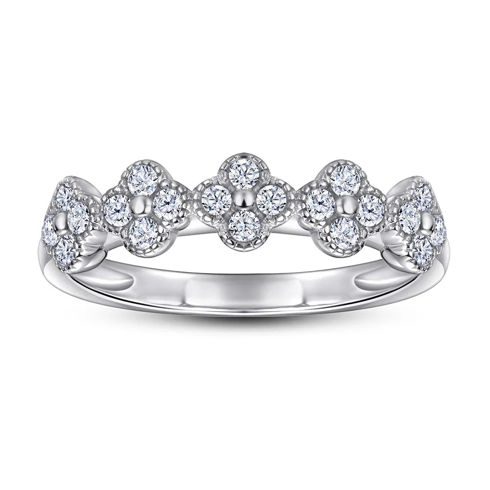 ArtistA Fine Jewelry Set 925 Silver Zircon Necklace Wedding Ring Flower Earring Rhodium Plated Classic Party Valentine Gift Women's