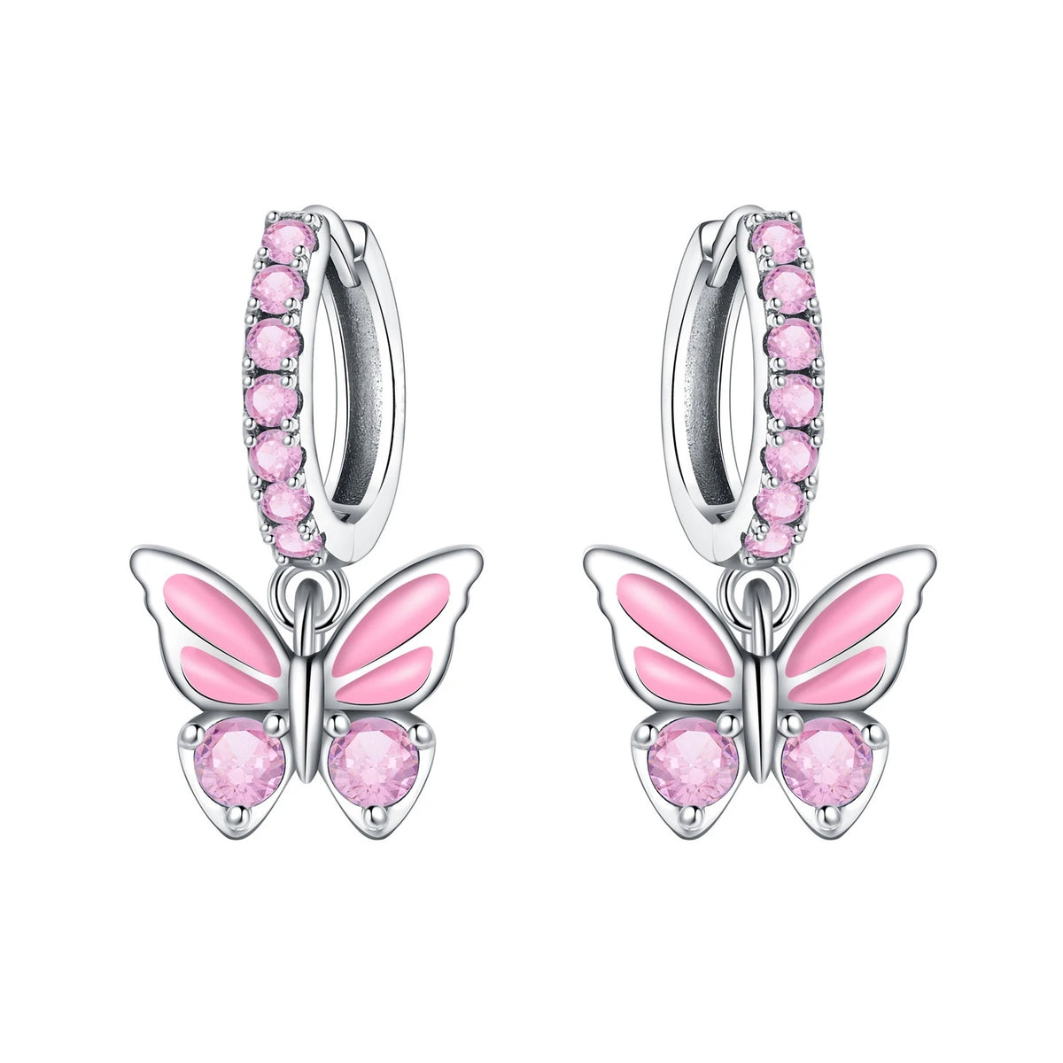 S&S Butterfly Zircon Drop & Stud Earrings | Silver Plated | S&S