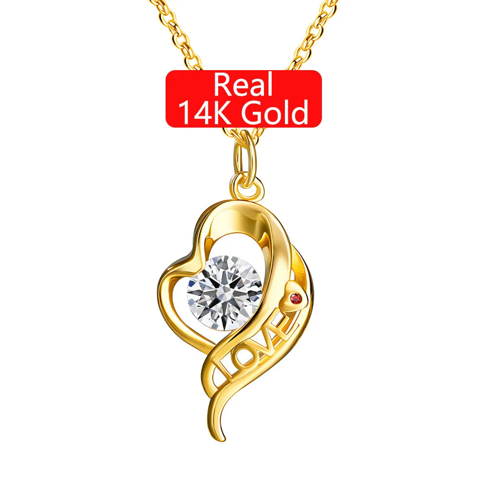Gioiellieri Fine Jewelry Factory Woman Engagement Mother's Day Gift 1 Carat Moissanite Valentine Love Hollow 14K Gold Pendant