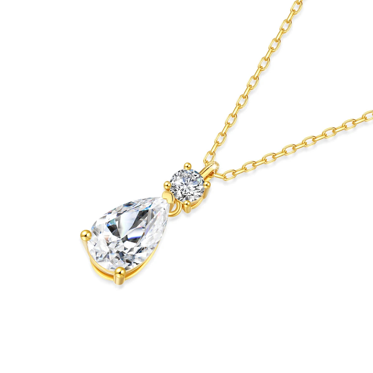 Gioiellieri Luxury Jewelry Gold Woman Engagement New Year Gift 3ct Pear Cut Moissanite Pendant Hollow 14K Real Gold Necklace