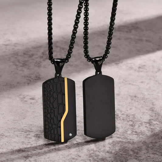 REBEL Chrome Titanium Steel Black Tag Stainless Steel White Zircon Dog Tag Pendant Necklace for Man Customized logo Heart Jewelry