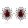 Gemfiori Vintage Lab Grown Gemstones Earrings Studs 925 Sterling Silver Rhodium Plated Gift Jewelry for Her Wedding