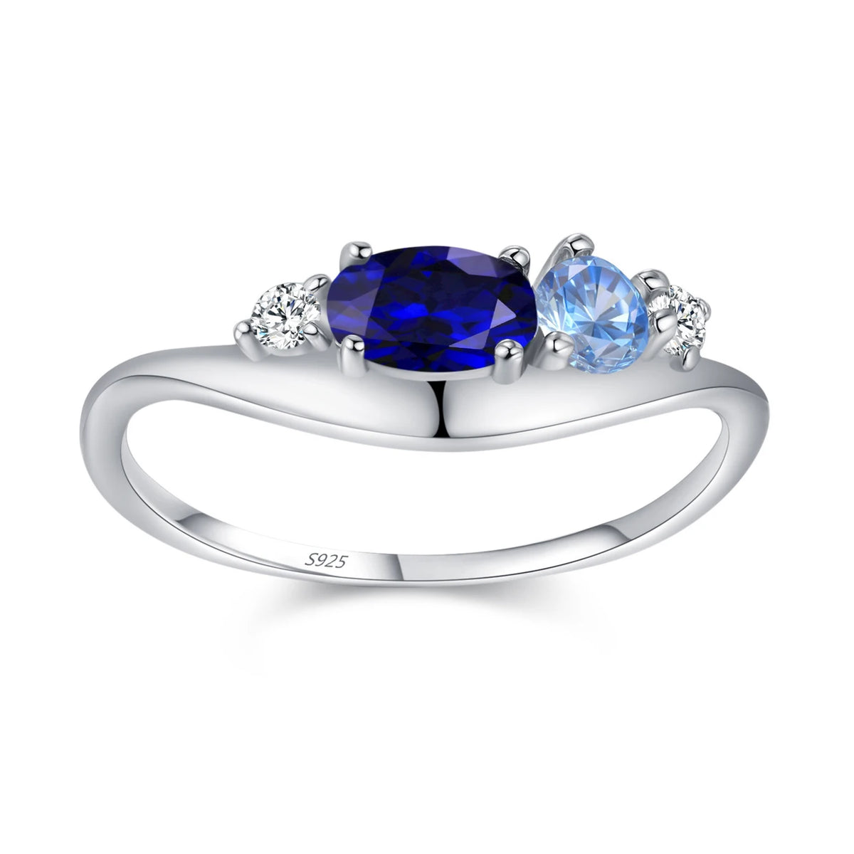 Factory Direct Women 925 Sterling Silver Sapphire Iced Out Blue 5A 8A Zirconia Ring Engagement Wedding Ring Jewelry Manufacturer