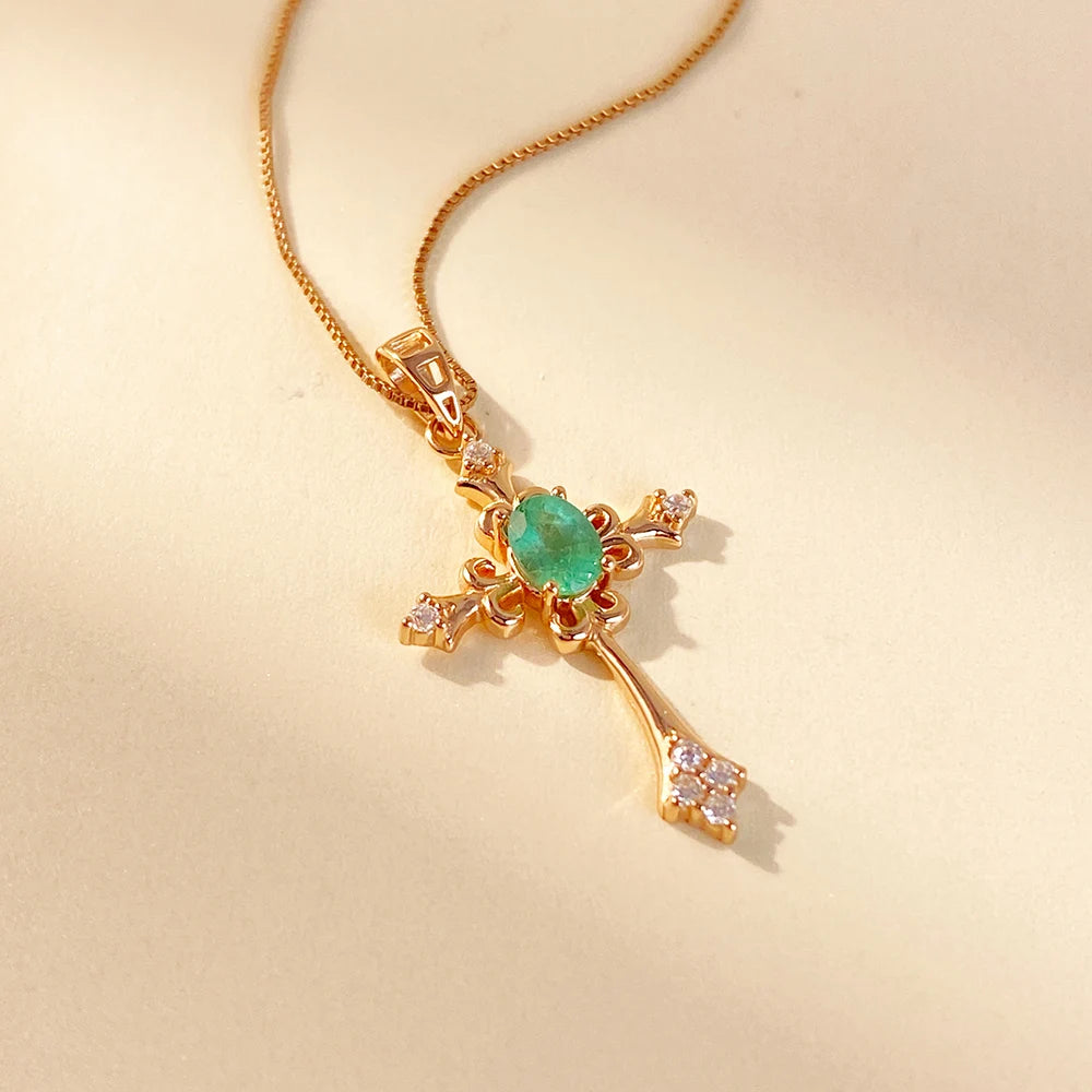 Gioiellieri Hot Popular Vintage 925 Silver Emerald Fashion Classic Style Rose Gold Plated China Oval Cut Pendant Gift