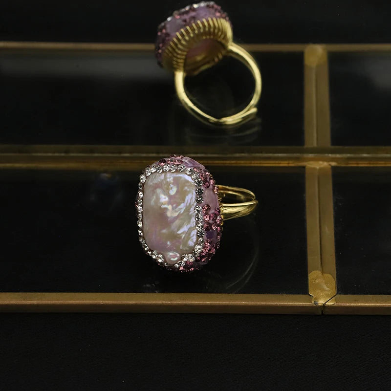 European American 2022 Cross-border New Fashion Ring Creative Personality Luxury Ring Simple Versatile Pearl Rings