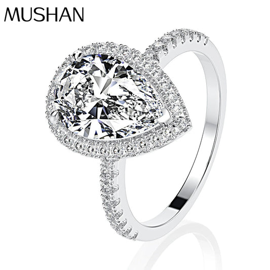 MuShan Jewelry Factory 4 Carat High Carbon Diamond Ring Set in Europe and America Pear Shaped 8*12mm Cut by Raydean