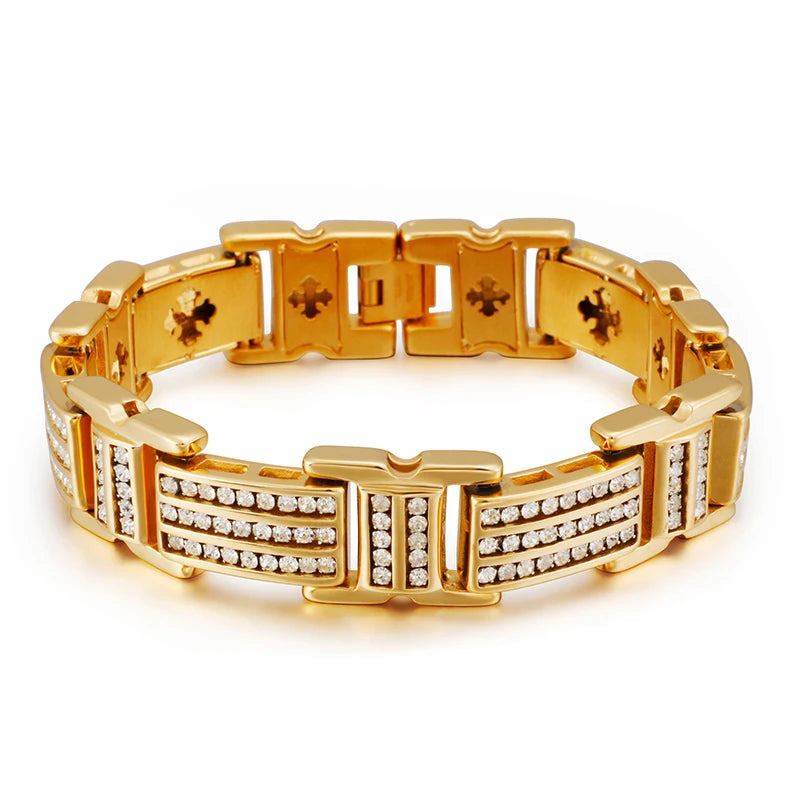 KALEN Personality Huxury Inlaid Zircon Gold-plating Men's Bracelet