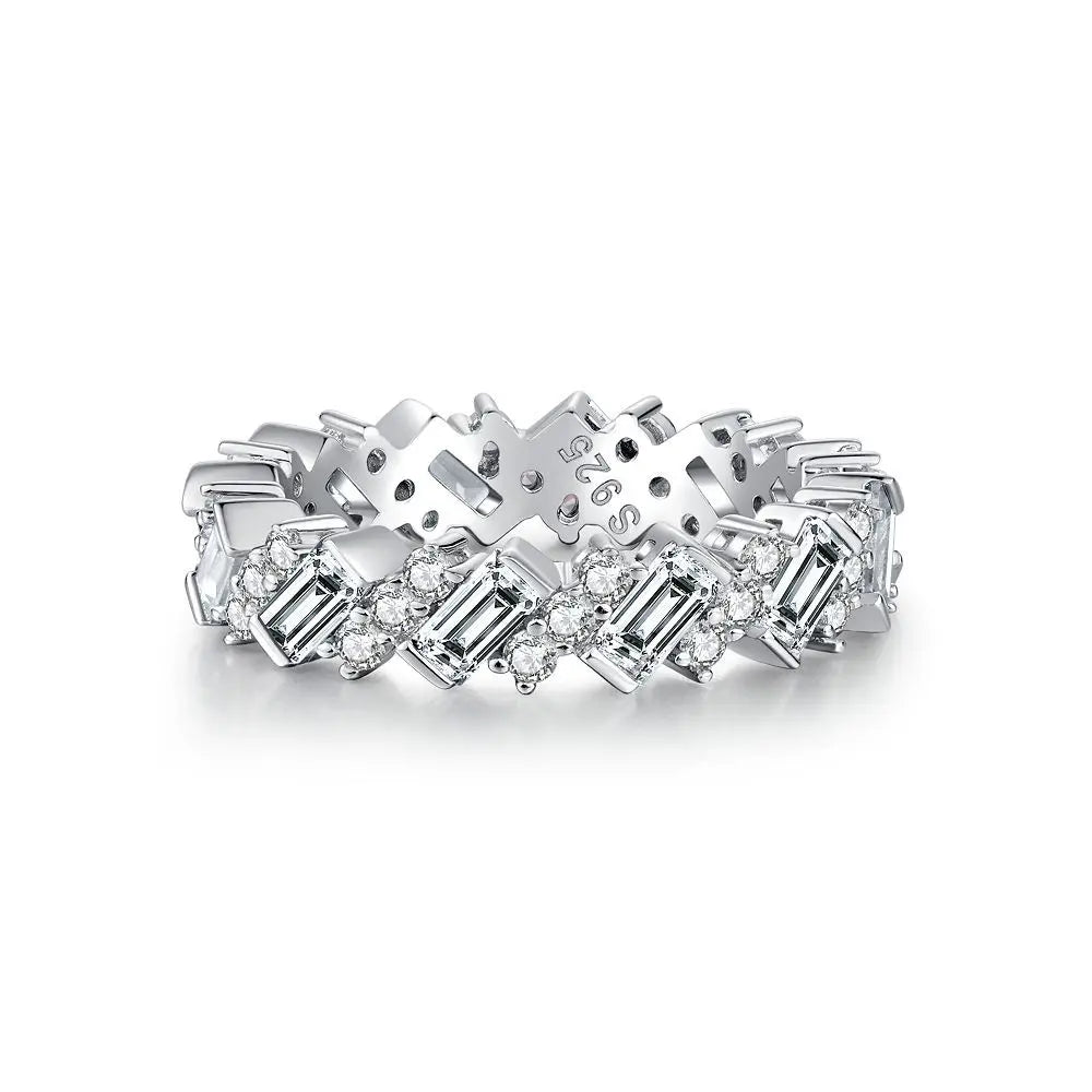 Wholesale Bulk Women 925 Sterling Silver Zirconia Moissanite Wedding Band Engagement Rings Fine Jewelry OEM ODM Manufacturer