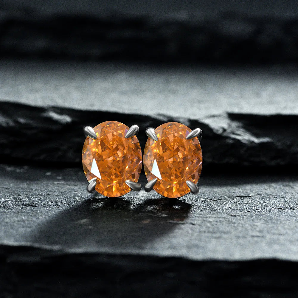 MUSHAN Jewelry Factory 925 Silver 7*9 Sea Blue High Carbon Diamond Earrings Popular European and American Fashion Accessory