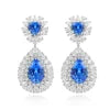 Gemfiori Vintage Sterling 925 Silver Drop Earrings Rhodium Plated Pear Cut Lab Grown Gemstones Women's Wedding Gift Claw Setting
