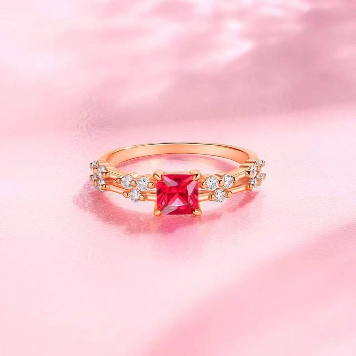 S&S 925 Silver Red Corundum Jewellery Set | Rose Gold Plated | Ring, Necklace & Earrings | GRA Certified
