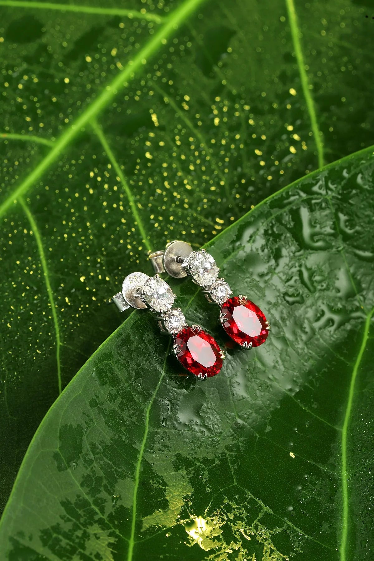 Gemfiori Anster High Quality S925 Lab Grown Ruby Earring Stud Dainty Gemstone Stud Earrings for Women Daily Wear Gift