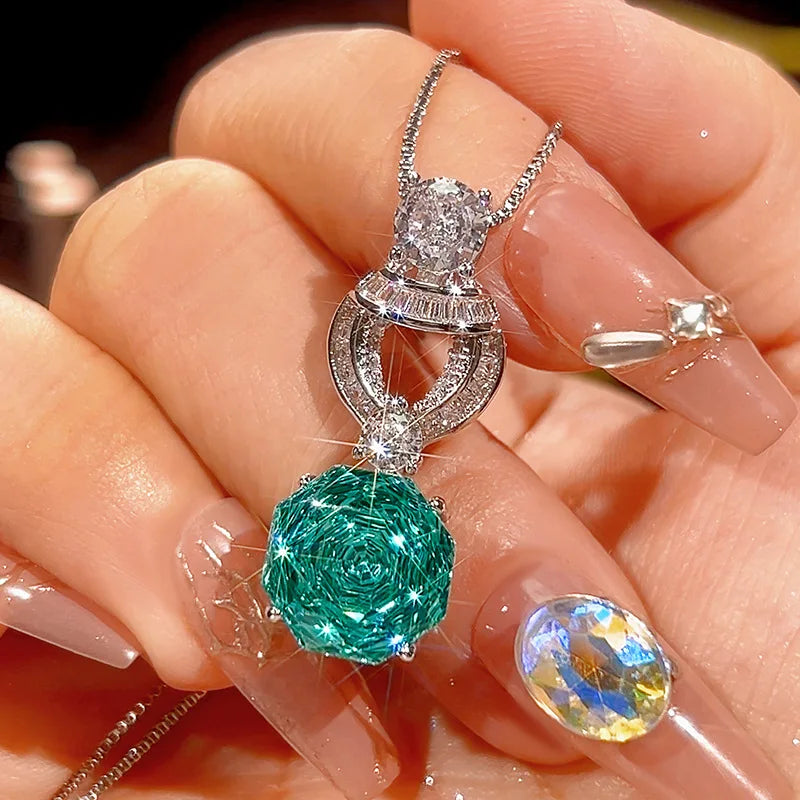 Gemfiori European and American Luxury Zircon Pendant Earrings Rings High-end and Niche Sets Simple and Elegant Jewelry