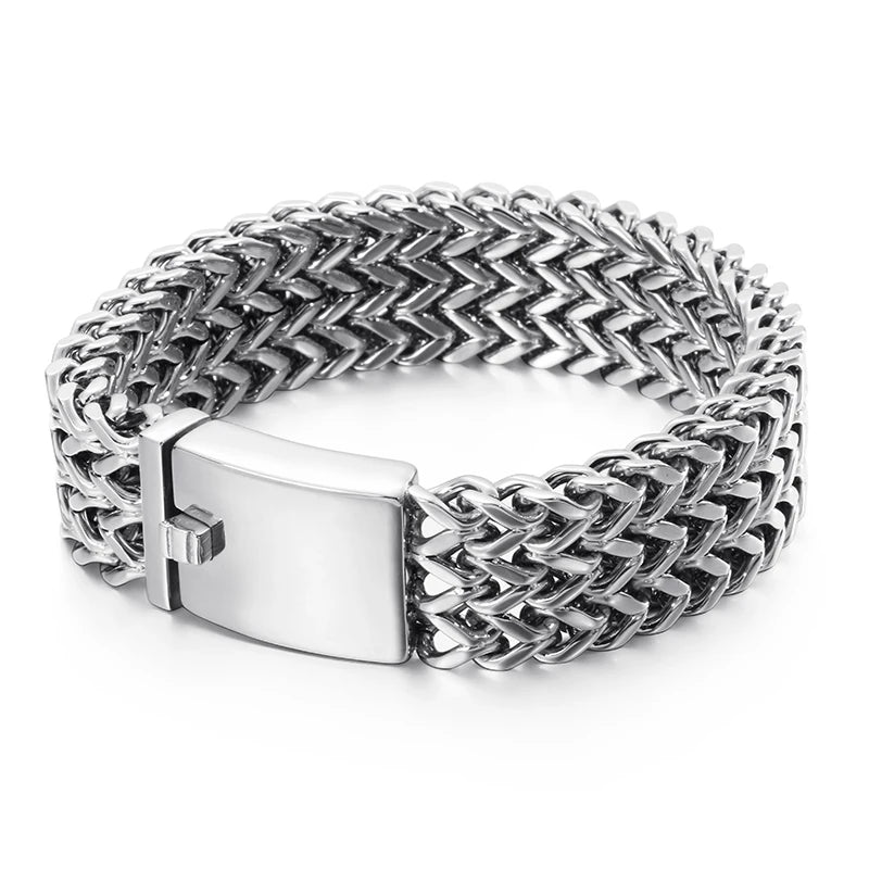 VIKING Mens Shiny Mesh Tennis Chain Bracelet – Stainless Steel
