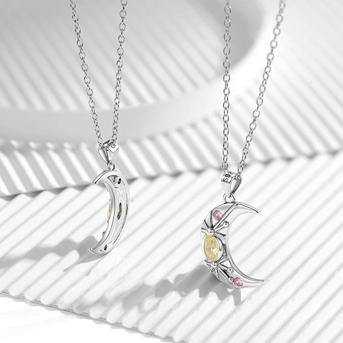 S&S 925 Silver Geometric Pendant Necklace | Diamond & Crystal Collection