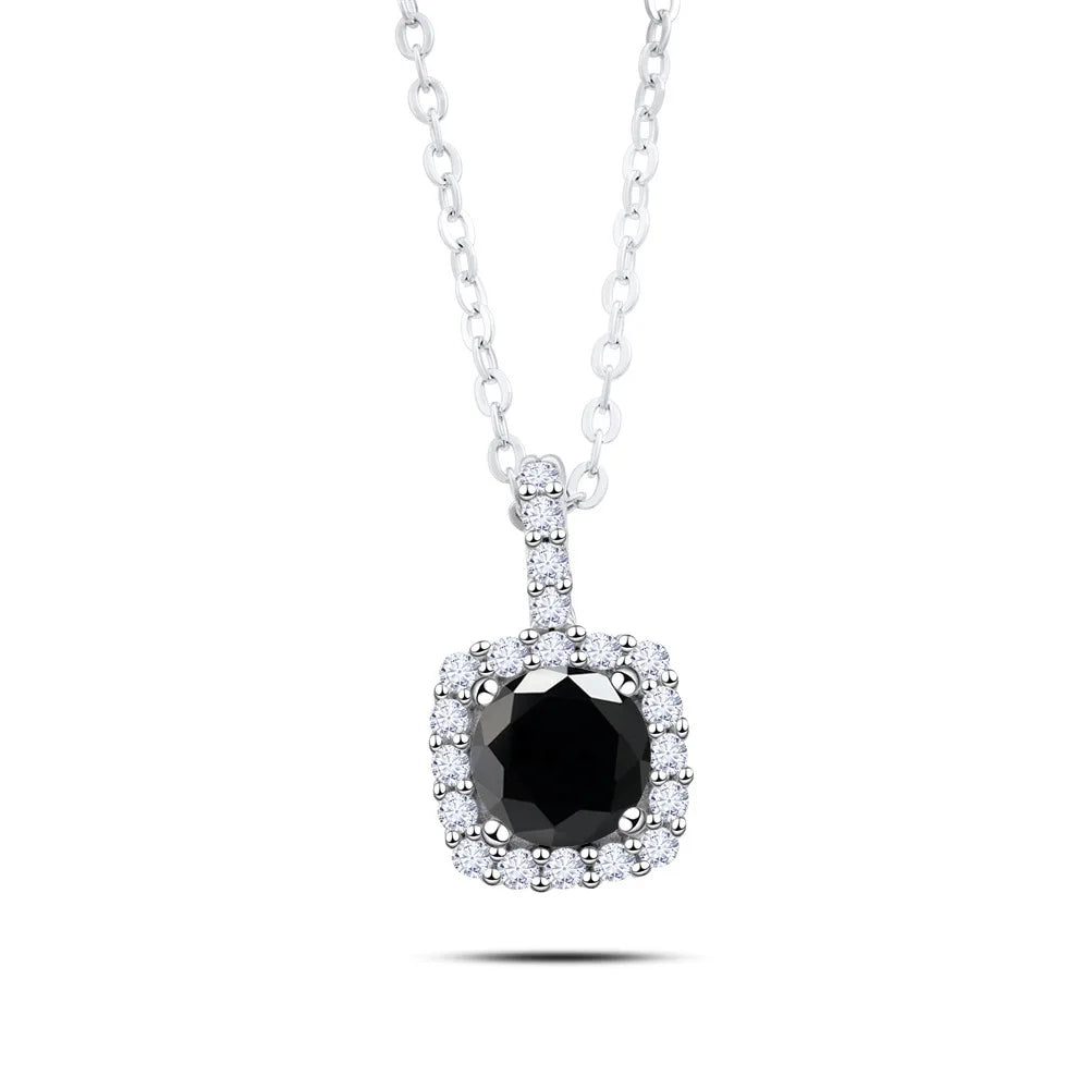 Factory 925 Sterling Silver Square Bezel Set Round Cut 1ct VVS GRA Colored Moissanite Jewelry Trendy Women Necklace Jewellry