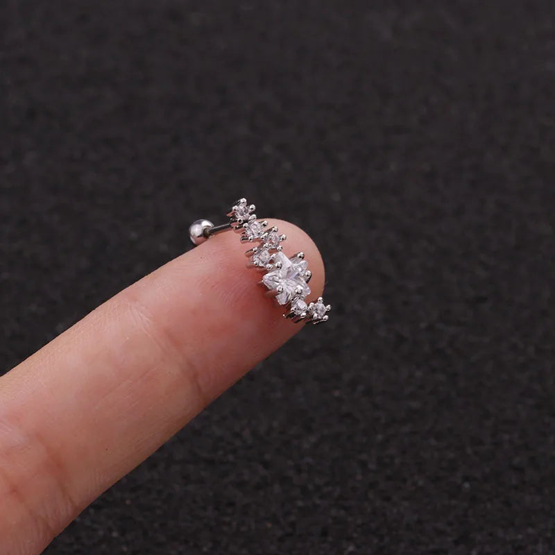 S&S 18K Gold Plated Zircon Stud Earrings | Stainless Steel Ear Bone Nail | S&S Collection