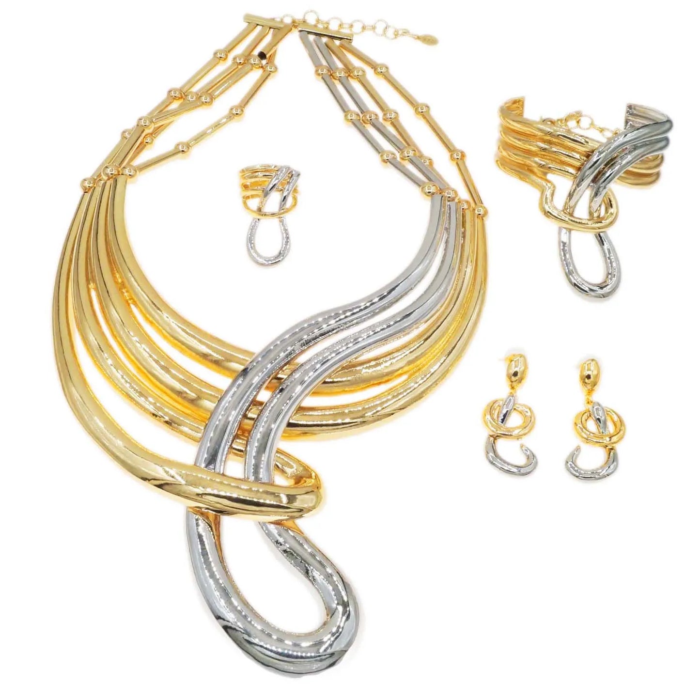 Zhuerrui Latest Pendant Good Jewelry Sets Simple Silver Necklace Bracelet Jewelry Set Available Bridal Wedding Gifts H20175