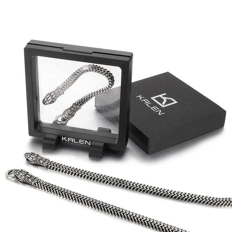KALEN Punk Stainless Steel Snake Hand Chain Bracelet Charm Links Bracelets Bangle