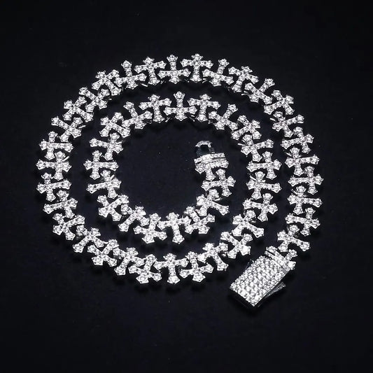 REBEL Luxury CZ Diamond Cross Chunky Necklace | Hip-Hop Statement Jewellery