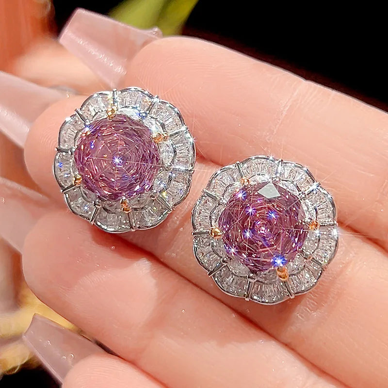 Gemfiori Luxury High Quality Jewelry Set Rose Pink Zircon 3-Piece Set Suitable for Wedding Parties