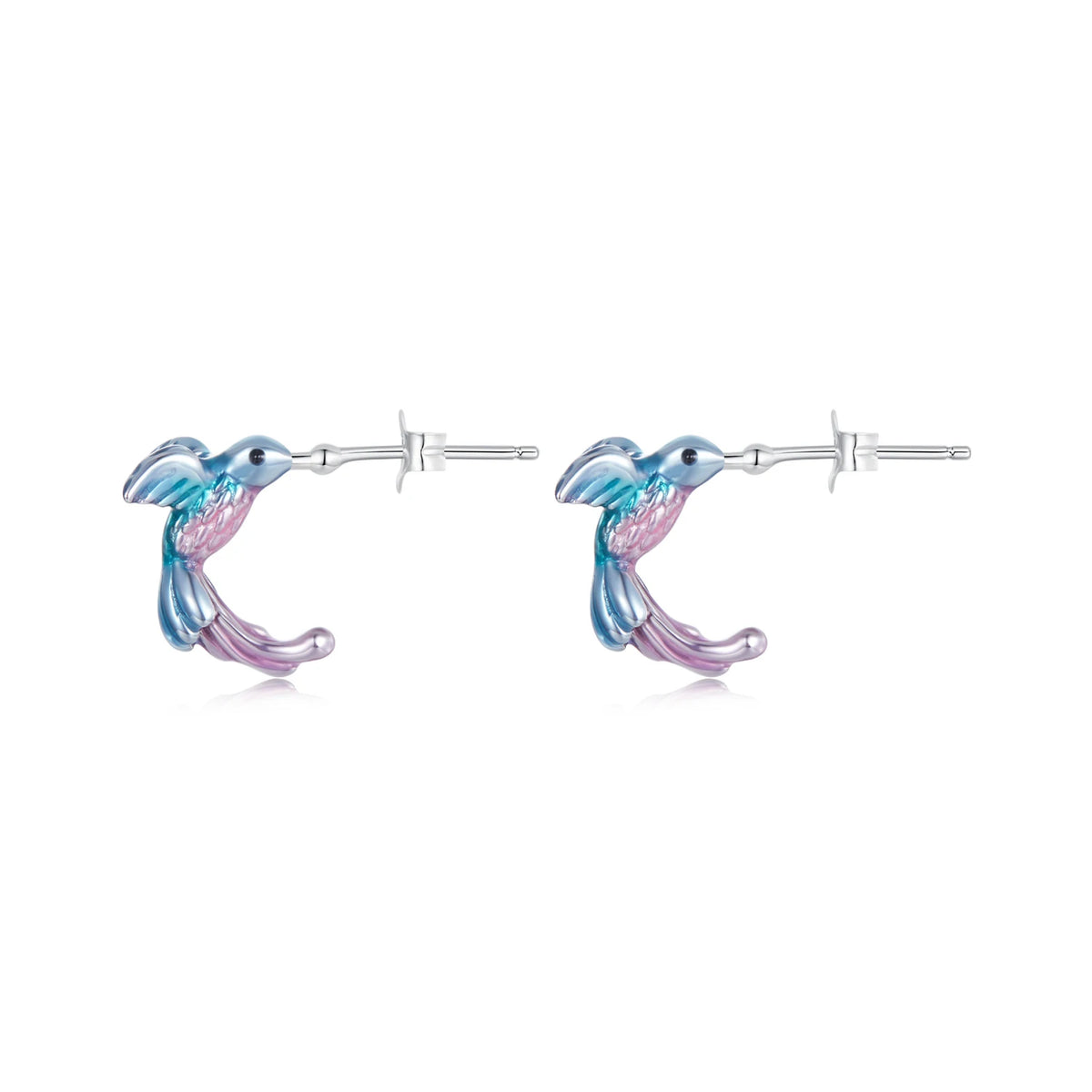 S&S 925 Silver Nature Earring & Ring Set – Butterfly, Cherry Blossom & Kingfisher – Platinum Plated – Collection