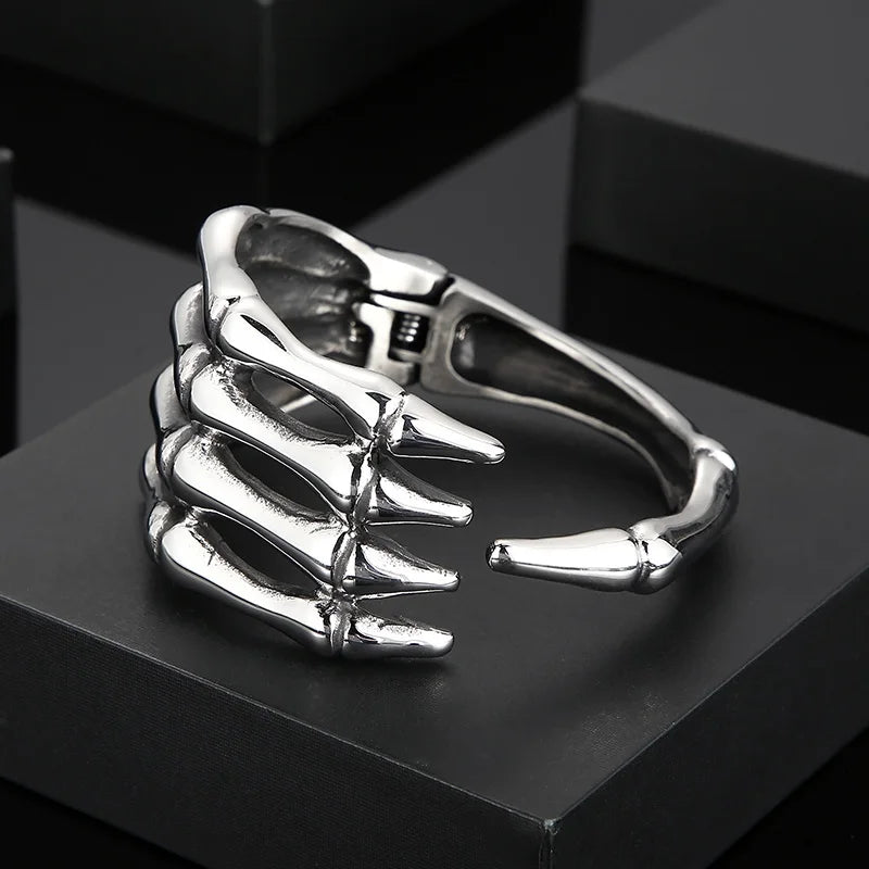 VIKING Mens Skeleton Devil Claw Cuff Bangle – Brushed Stainless Steel