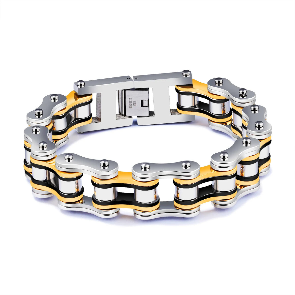 REBEL Vintage Stainless Steel Men's Bracelet Black Red Car Chain for Anniversary