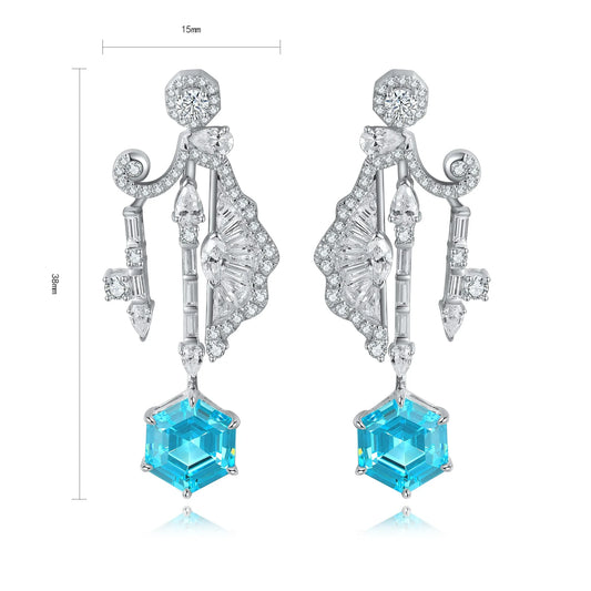 Gemfiori Anster High Quality S925 Lab Grown Paraiba Earring Stud Dainty Gemstone Stud Earrings for Women Daily Wear Gift