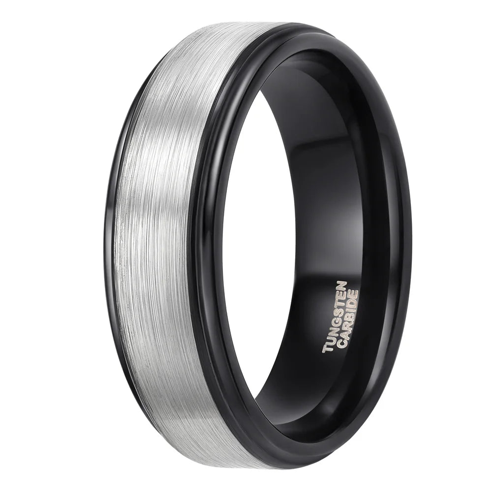REBEL Two-Tone Brushed Tungsten Carbide Ring