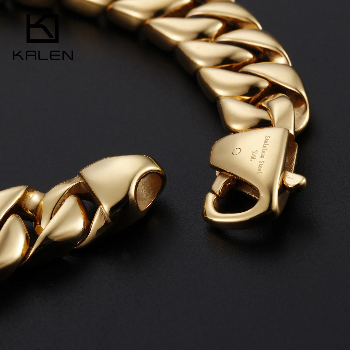 KALEN 23 cm Stainless Steel Gold Chain Bracelet for Men