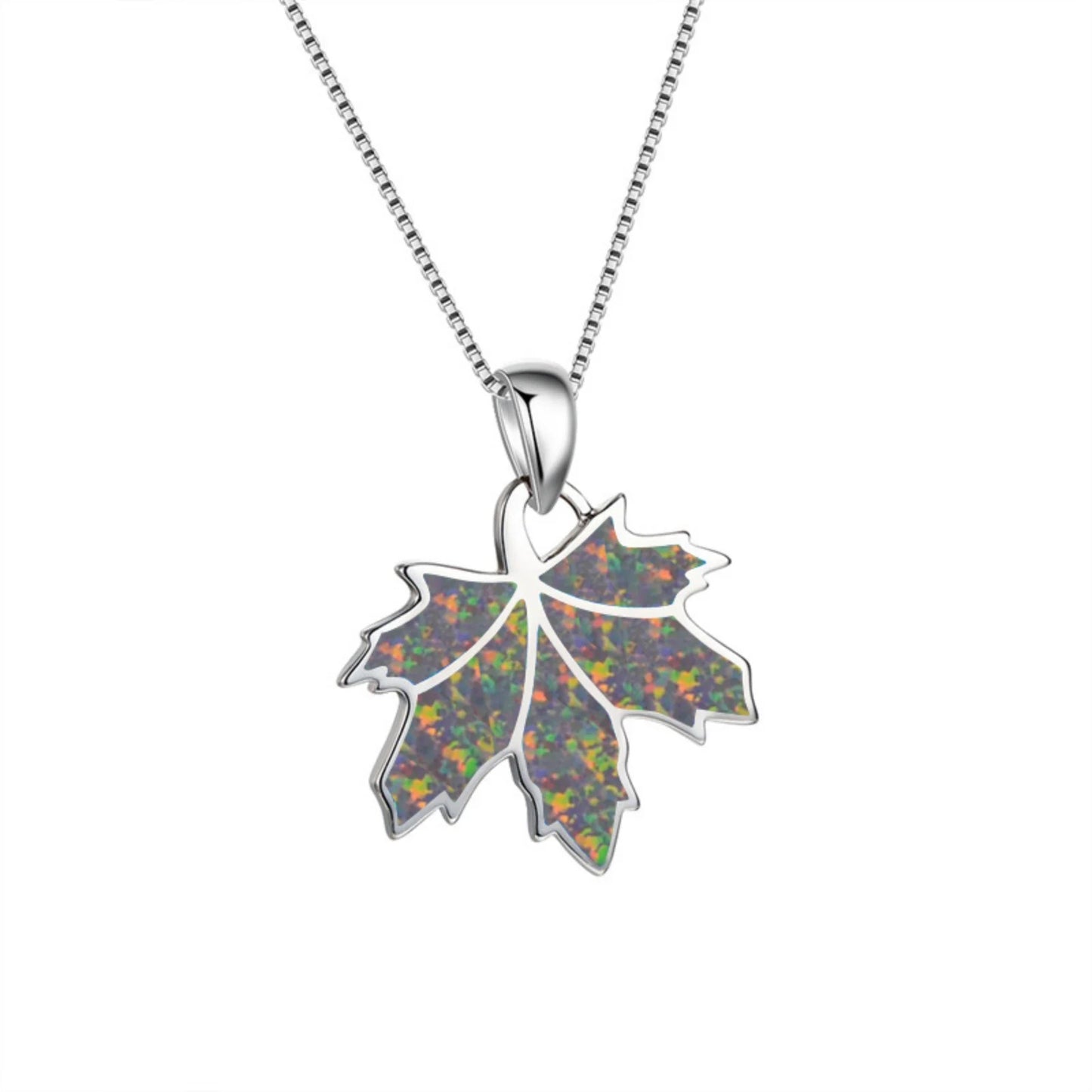 Aobao Leaf Tree Silver Plated Copper Alloy Minimalist Geometric Opal Lab Created Lariat Necklace for Women