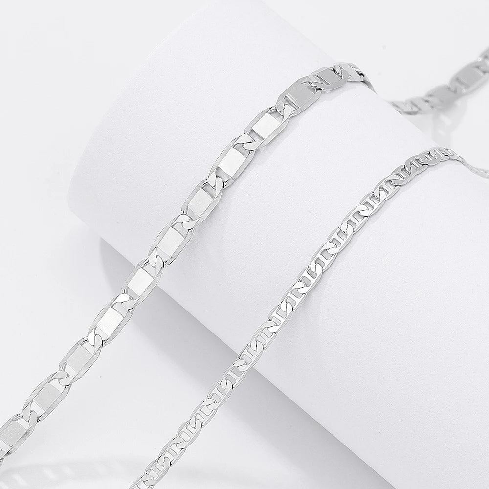 S&S Diamond-Cut Flat Sailor Chain Necklace | 925 Sterling Silver | S&S